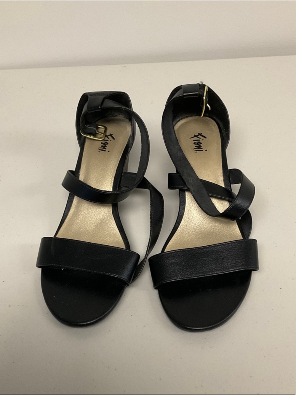 Xhilaani Black Strappy Ankle Buckle Sandals for Women